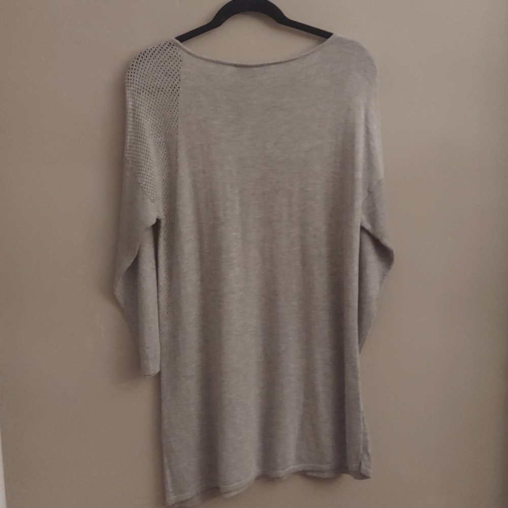 INC INTERNATIONAL CONCEPTS Light Grey Cashmere Blend Long Sleeve Tunic Sweater L - Picture 10 of 11